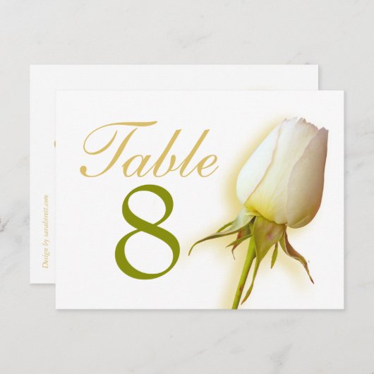 Witte rozenstaafje trouwtafel nummer 1-9 briefkaar briefkaart (Voorkant / Achterkant)