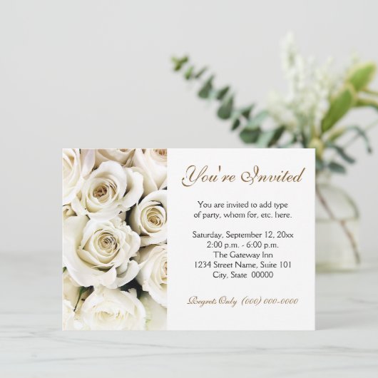 Witte rozenuitvindingen kaart (Staand voorkant)