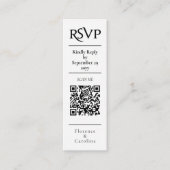 Witte RSVP QR Code Bruiloft Budget Behuizing Kaart Mini Visitekaartje (Voorkant)