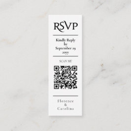 Witte RSVP QR Code Bruiloft Budget Behuizing Kaart Mini Visitekaartje