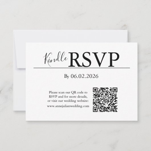 Witte RSVP QR-codekaart voor moderne bruiloft Kaartje (Voorkant)