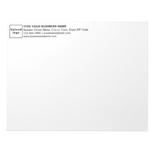 Witte rubriek Bedrijfs Merk en Informatie Notitieblok (Voorkant)