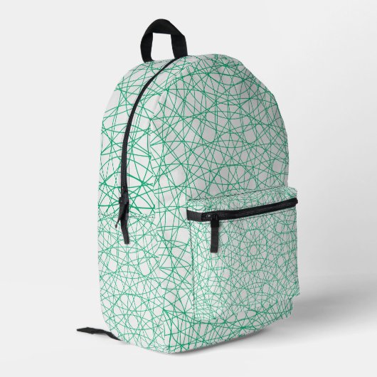 Witte rugzak met smaragdgroen geometrisch patroon (Achterkant Hoek Links)