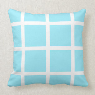 Witte ruit op Summer Sky Blue Kussen