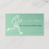 Witte Running vrouw groene trainer coach Visitekaartje (Voorkant)