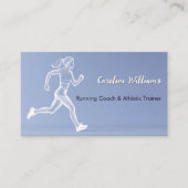 Witte Running vrouw lichtblauw trainer coach Visitekaartje (Voorkant)