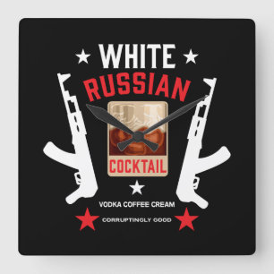 Witte Russische cocktail Vierkante Klok