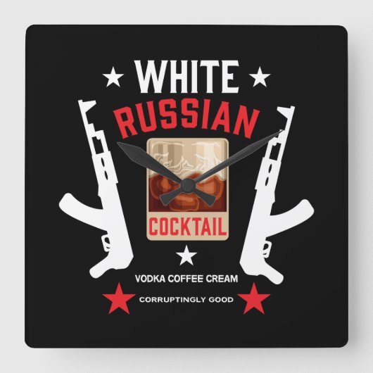 Witte Russische cocktail Vierkante Klok (Voorkant)