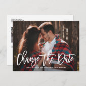 Witte Rustic Handgeschreven Verander de Foto van d Aankondigingskaart (Voorkant / Achterkant)