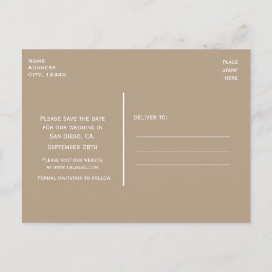  Witte Rustic Wood Save Date Wedding Aankondigingskaart (Achterkant)