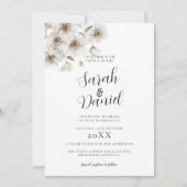 Witte rustieke bloem elegante bruiloft kaart (Voorkant)