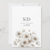 Witte rustieke bloem elegante bruiloft kaart (Achterkant)