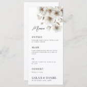 Witte rustieke bloem elegante bruiloft menu (Voorkant / Achterkant)