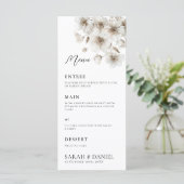 Witte rustieke bloem elegante bruiloft menu (Staand voorkant)