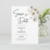 Witte Rustieke Bloem Elegante Trouwdag Save The Date (Staand voorkant)