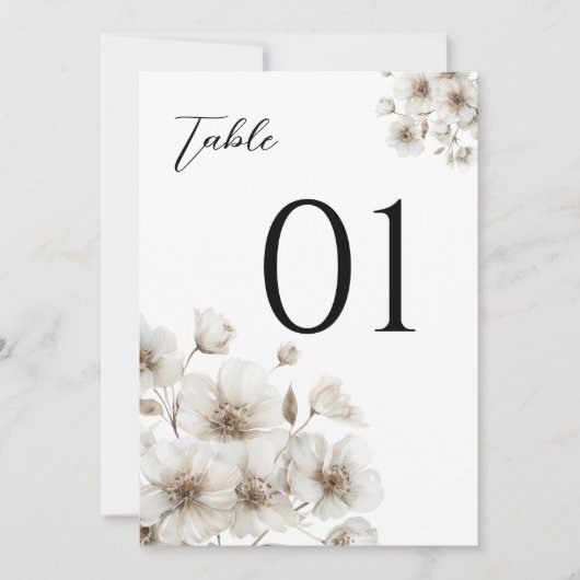 Witte rustieke bloem elegante trouwtafel nummers (Voorkant)