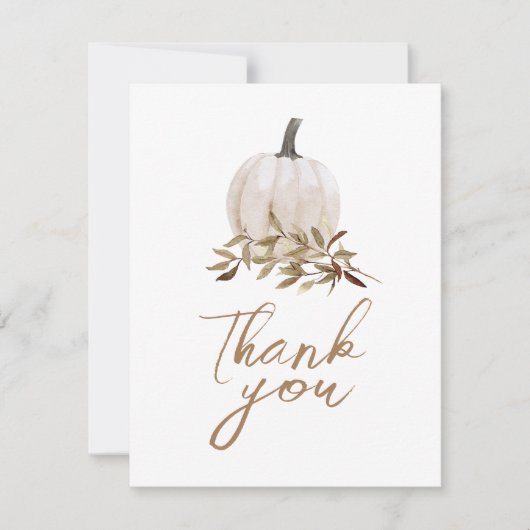 Witte Rustieke Boho Pompoen Baby Shower Bedanktkaa Bedankkaart (Voorkant)