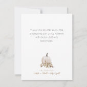 Witte Rustieke Boho Pompoen Baby Shower Bedanktkaa Bedankkaart (Achterkant)