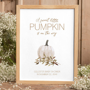 Witte rustieke Boho pompoen Baby shower Welkom Poster