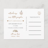 Witte rustieke Boho pompoen foto geboorte aankondi Aankondigingskaart (Achterkant)