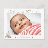 Witte rustieke Boho pompoen foto geboorte aankondi Aankondigingskaart (Voorkant)