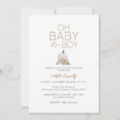 Witte rustieke boho pompoen oh baby jongen douche kaart (Voorkant)