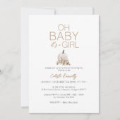 Witte rustieke boho pompoen oh baby meisje douche kaart (Voorkant)