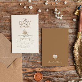 Witte rustieke boho pompoen oh baby meisje douche kaart