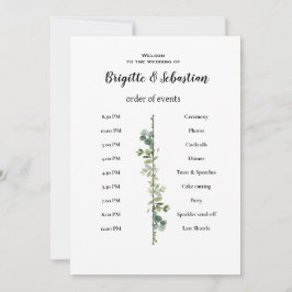 witte rustieke bruiloft orde van de dag poster kaart