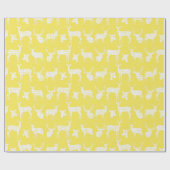 Witte rustieke herten op geel inpakpapier (Vlak)