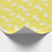 Witte rustieke herten op geel inpakpapier (Hoek)