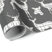 Witte rustieke herten op grijs inpakpapier (Rol Hoek)