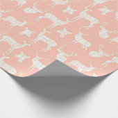 Witte rustieke herten op roze inpakpapier (Hoek)