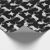 Witte rustieke herten op zwart inpakpapier (Hoek)