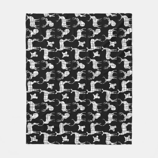 Witte rustieke herten op zwarte fleece deken (Voorkant)