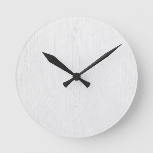 Witte Rustieke Houten Digitale Print Wandklok (Voorkant)