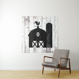 Witte Rustieke Houten Zwarte Schuur Feest Achtergr Wandkleed