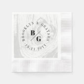 Witte Rustieke Houtnerf Textuur Chic Winter Huweli Servet (Voorkant)