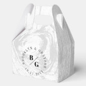 Witte rustieke houtnerf textuur chique winter brui bedankdoosjes (Voorkant)