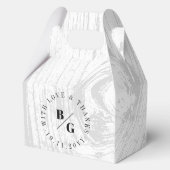 Witte rustieke houtnerf textuur chique winter brui bedankdoosjes (Achterkant)