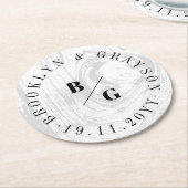 Witte rustieke houtnerf textuur chique winter brui ronde kartonnen onderzetter (Gebogen)