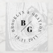 Witte rustieke houtnerf textuur chique winter brui wijn etiket (Enkel label)