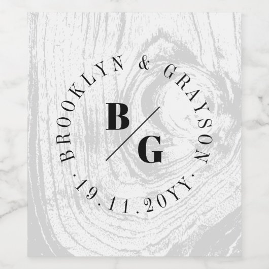 Witte rustieke houtnerf textuur chique winter brui wijn etiket (Enkel label)