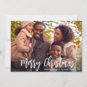 witte rustieke script foto kerstkaart (Voorkant)