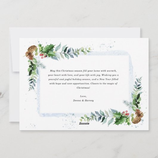 witte rustieke script foto kerstkaart (Achterkant)