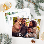 witte rustieke script foto kerstkaart