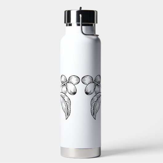 Witte Rustieke Waterverf Bloemen Waterfles (Links)