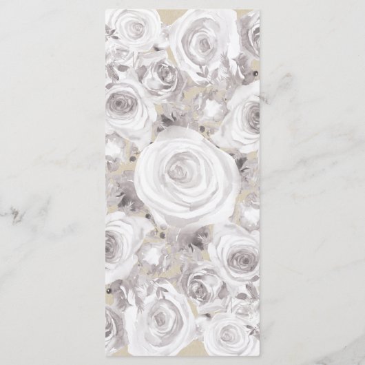 Witte Rustieke Winter Rozen Kraft Bruiloft Menu Ka (Achterkant)