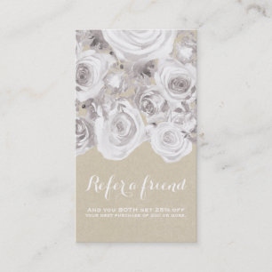 Witte Rustieke Winterrozen Kraft Bloem Chic Aanbevelingskaartje