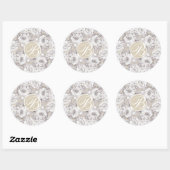 Witte Rustieke Winterrozen Monogram Letter Initiaa Ronde Sticker (Vel)